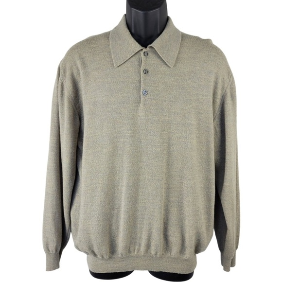 Pronto Uomo Men’s 100% merino will pullover sweater tan color size L/52 - Picture 1 of 11